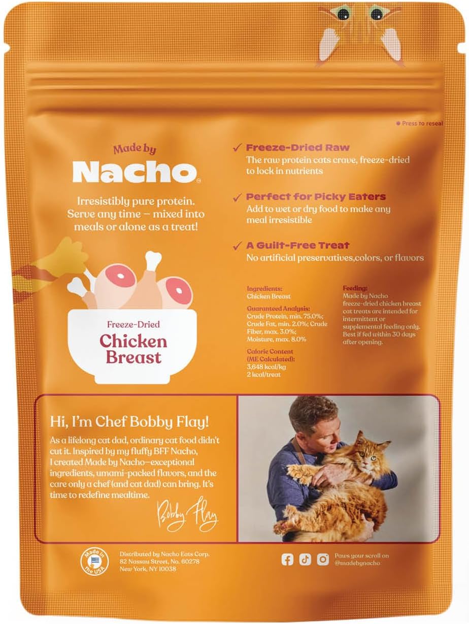 Made by Nacho Freeze-Dried Chicken Breast Meal Topper, Mixer or Treat 3.5oz | High Protein, Pure Chicken Ingredients | Premiu